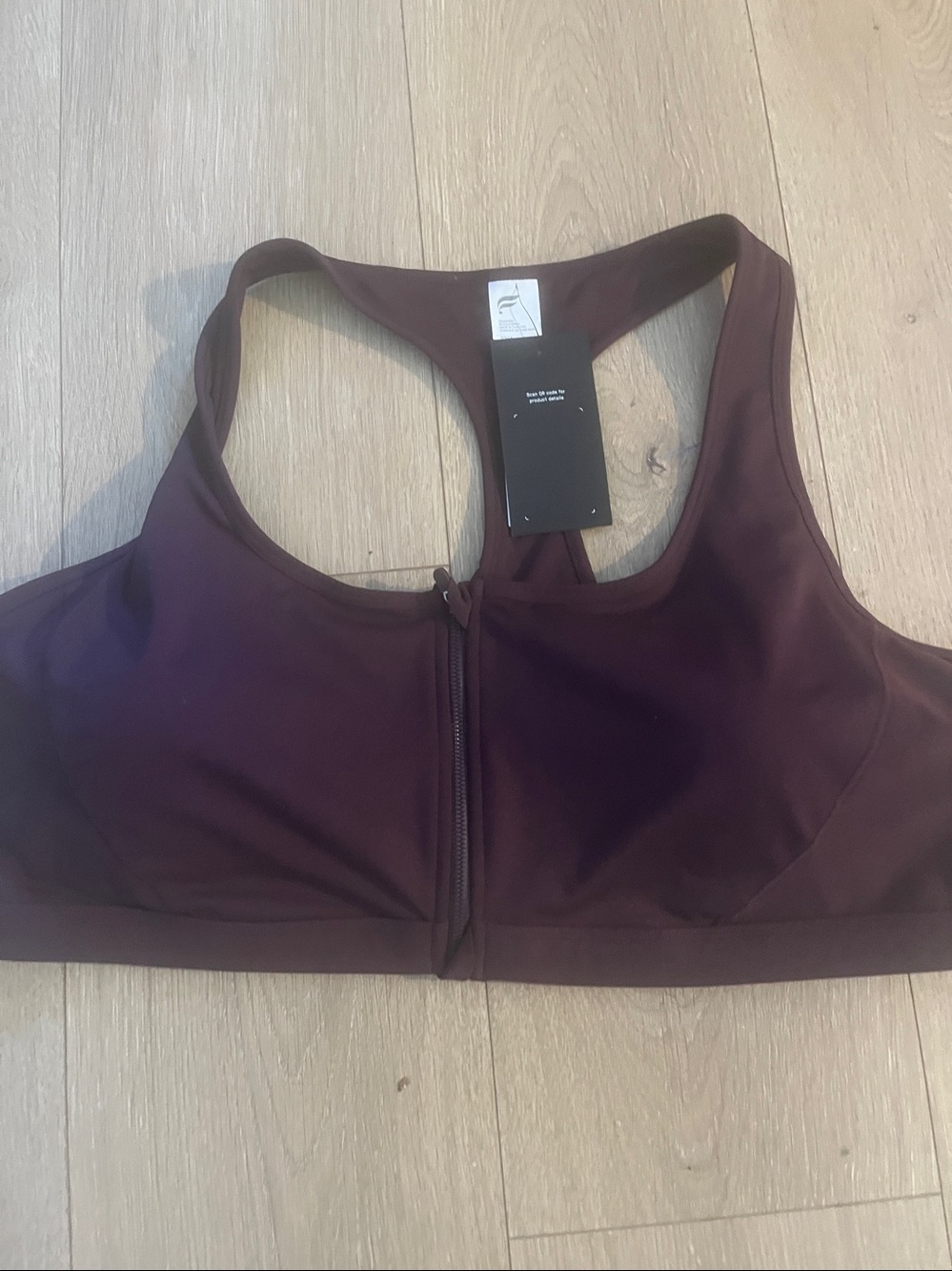 Fabletics 2X Burgundy Front Zip Racerback Sports Bra NWT Plus Size Activewear